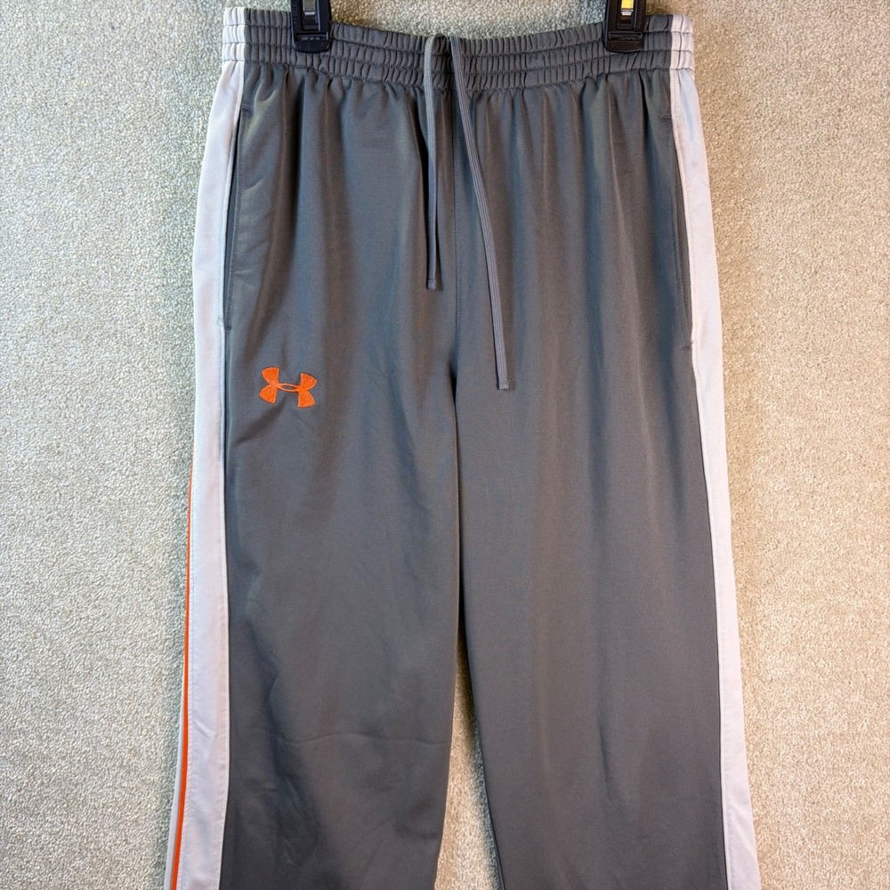 Under Armour Track Pants Men's Small Loose Fit Gray Athletic Drawstring‎ UA Logo